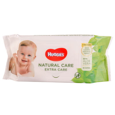 Серветки вологі дитячі HUGGIES (Хагіс) Natural Care Extra Care 56 шт