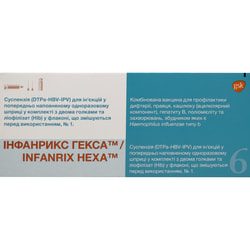 Инфанрикс Гекса комбинир. вакцина сусп. д/ин. шприц+лиоф. фл. 1доза №1