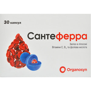 Сантеферра капсулы для восстановления уровня железа, витаминов С, В12 и фолиевой кислоты 2 блистера по 15 шт