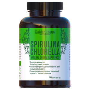 Спіруліна+Хлорела таблетки по 500 мг комплексної дії флакон 200 шт