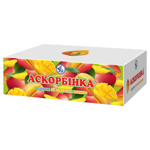 Диетическая добавка Аскорбинка таблетки со вкусом манго 12 упаковок по 10 таблеток (аскорбиновая кислота, витамин С)