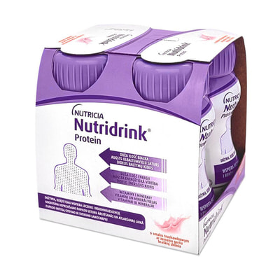 Харчовий продукт для спеціальних медичних цілей: ентеральне харчування Nutridrink Protein (Нутрідрінк Протеїн) зі смаком полуниці 4 х 125мл