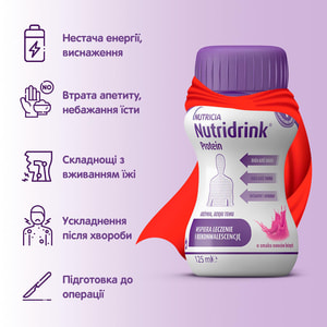 Продукт питания для специальных медицинских целей: энтеральное питание Nutridrink Protein (Нутридринк Протеин) со вкусом лесных плодов 4 х 125мл
