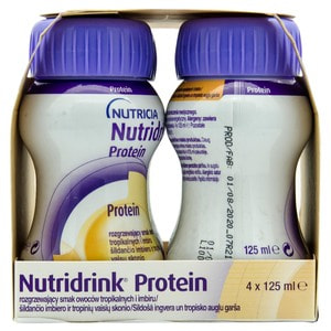 Харчовий продукт для спеціального дієтичного споживання Нутриція Nutridrink Protein (Нутрідрінк Протеїн) зі смаком імбиру та фруктів 125 мл 4 флакони