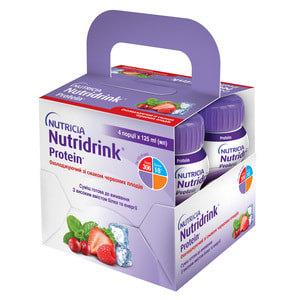 Харчовий продукт для спеціальних медичних цілей: ентеральне харчування Nutridrink Protein (Нутрідрінк Протеїн) охолоджуючий 4 х 125мл