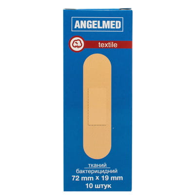 Пластир бактерицидний Angelmed (АнгелМед) на тканинній основі 19мм х 72мм 10 шт