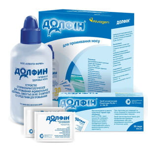 Устройство оториноларингическое для промывания носа Долфин 240 мл в комплекте со средством для промывания рецепт №1 порошок в саше по 2 г 30 шт
