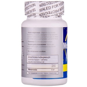 Мелатонін таблетки по 6 мг для нормалізації сну контейнер 60 шт