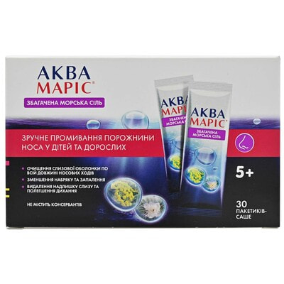 Аква Марис морская соль обогащенная для промывания носа пакет-саше 30 шт