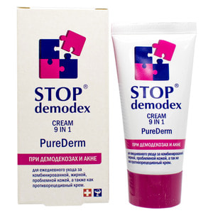 Крем для щоденного догляду Стоп Демодекс 9 в 1 Pure Derm для проблемної та жирної шкіри при демодекозах та акне 50 мл
