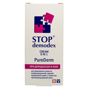 Крем для щоденного догляду Стоп Демодекс 9 в 1 Pure Derm для проблемної та жирної шкіри при демодекозах та акне 50 мл
