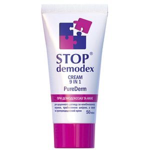 Крем для ежедневного ухода Стоп Демодекс 9 в 1 Pure Derm для проблемной и жирной кожи при демодекозах и акне 50 мл