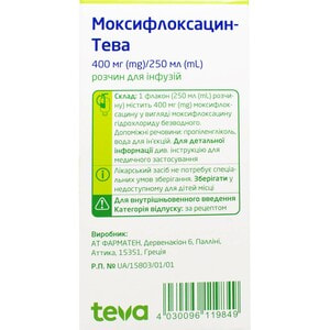 Моксифлоксацин-Тева р-р д/инф. 400мг/250мл бут. 250мл №1