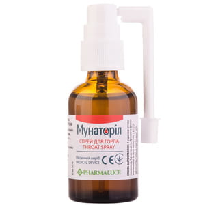 Мунаторил спрей для горла для увлажнения слизистой оболочки и снятия симптомов боли в горле флакон 30 мл