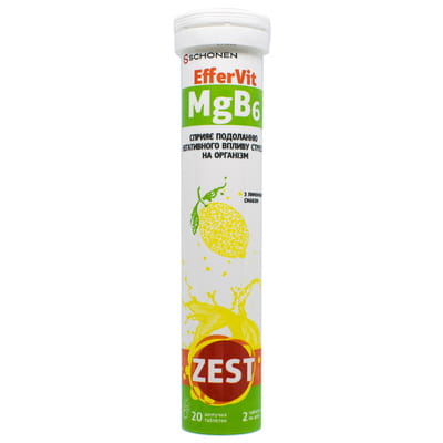 Вітаміни ZEST (Зест) EfferVit MgB6 (ЕфферВіт MgB6) таблетки водорозчинні 20 шт