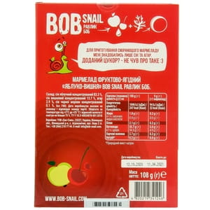 Мармелад фруктовий Bob Snail (Боб Снеіл) Равлик Боб яблуко-вишня 108 г
