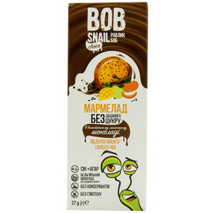 Мармелад фруктовый детские Bob Snail (Боб Снеил) Улитка Боб яблоко-манго-тыква-чиа в бельгийском молочном шоколаде 27 г