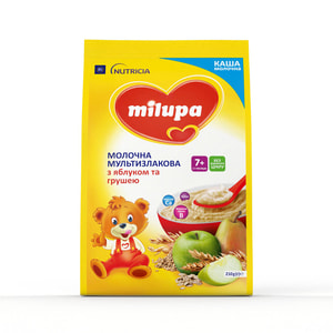 Каша молочна дитяча Нутриція Milupa (Милупа) Мультизлакова з яблоком та грушою з 7-ми місяців м'яка упаковка 210 г