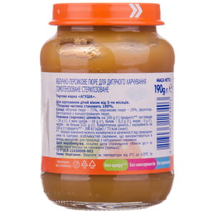 Пюре фруктове дитяче АГУША Яблучно-персикове з 5-ти місяців 190 г