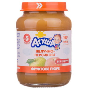 Пюре фруктове дитяче АГУША Яблучно-персикове з 5-ти місяців 190 г