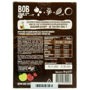 Мармелад фруктовий Bob Snail (Боб Снеіл) Равлик Боб яблуко-вишня в бельгійському чорному шоколаді 54 г