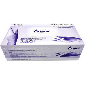 Перчатки Igar (Игар) смотровые нитриловые неприпудренные нестерильные синие размер L 1 пара