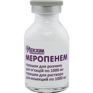 Меропенем пор. д/р-ра д/ин. фл. 1000мг №1