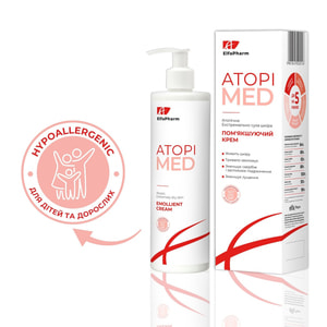 Крем для тела ELFA PHARM (Эльфа Фарм) Atopi Med (Атопи мед) смягчающий для атопической и экстремально сухой кожи младенцев, детей и взрослых 400 мл