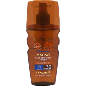 Масло для безопасного загара БИОКОН Высокая защита SPF-30 160 мл