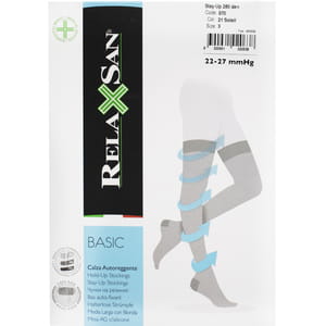 Панчохи антиварикозні на резинці RELAXSAN (Релаксан) Basic 280 ден (22-27мм) з закритим носком розмір 3 бежеві 1 пара модель 970