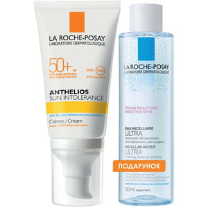 Набір La Roche-Posay (Ля Рош-Позе) Крем сонцезахисний Антгеліос для шкіри схильної до сонячної непереносимості SPF 50+ 50 мл + Вода міцелярна 50 мл