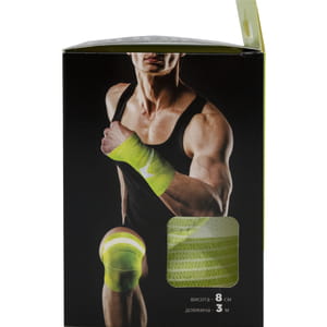 Бинт эластичный медицинский Торос Групп с текстильной застежкой цвет желто-зеленый размер 3 м х 8 см