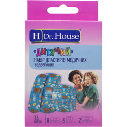 Набір пластирів медичних Dr. House (Доктор Хаус) бактерицидних водостійких Дитячий 16 шт