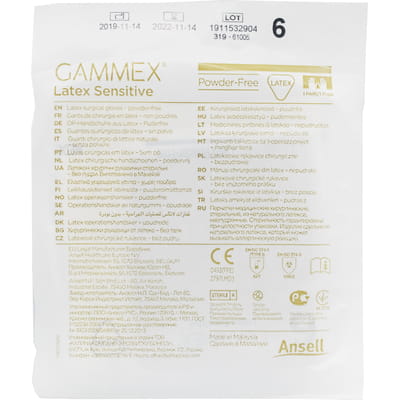 Рукавички хірургічні стерильні латексні неприпудренні Gammex (Гамекс) Latex Sensitive розмір 6 1 пара