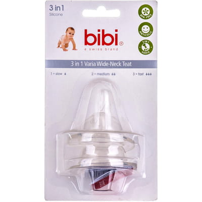 Соска силиконовая  BIBI (Биби) артикул  110082 3 в 1 для бутылок с широким горлом 2 шт