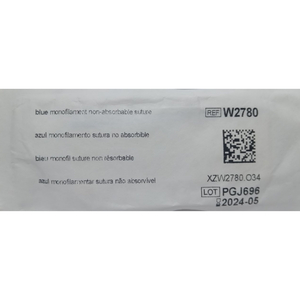 Шовний матеріал що нерозсмоктується Prolene (Пролен) розмір USP 9-0, колюча голка 4,7 мм, 3/8 кола, довжина 13 см артикул W2780