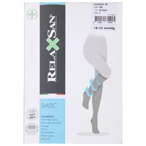 Чулки на резинке компрессионные RELAXSAN (Релаксан) Basic 140 ден (18-22 мм) размер 5 черные 1 пара
