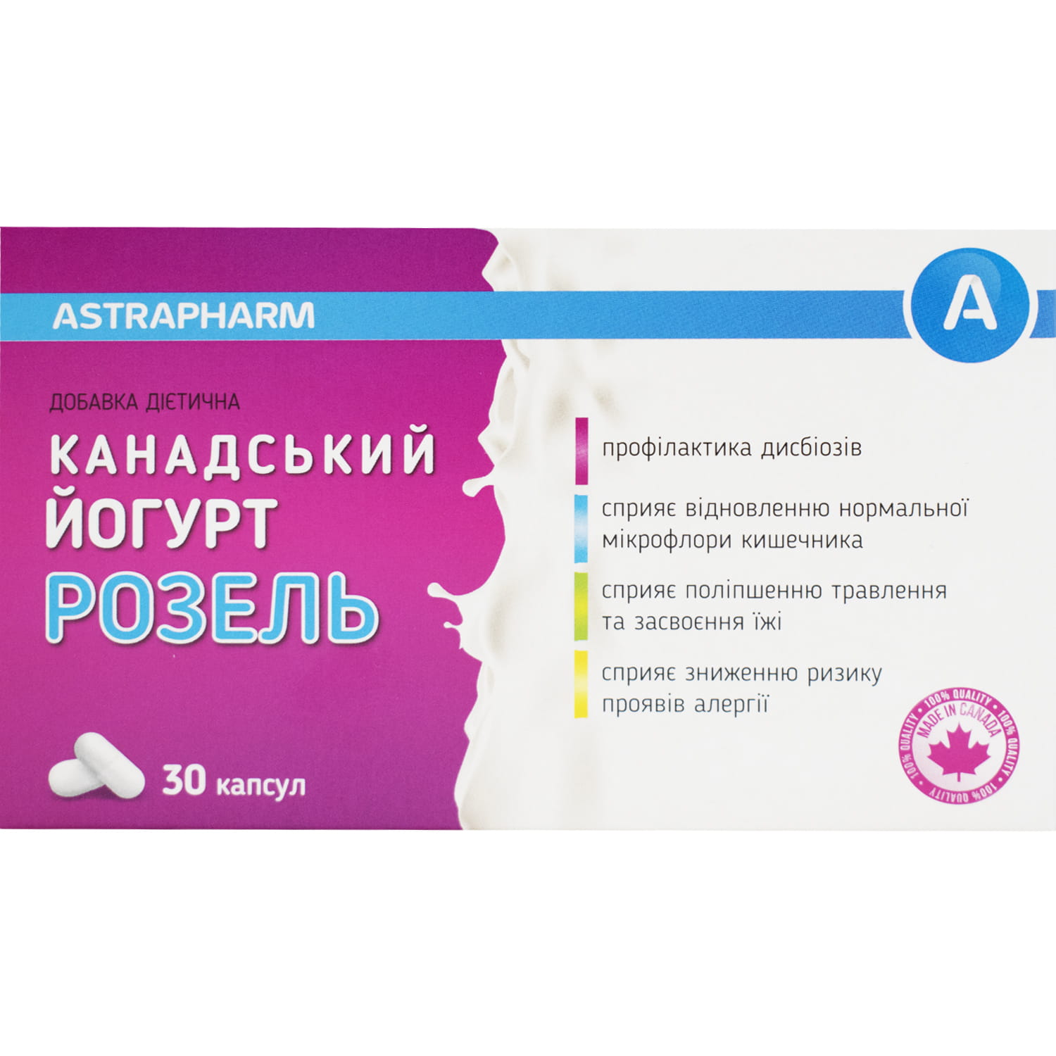 Йогурт Канадський Розель капсули для регулювання мікрофлори
