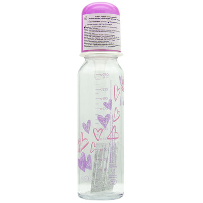 Пляшечка для годування BABY-NOVA (Бебі нова) Декор скляна для дівчинки колір в асортименті 250 мл