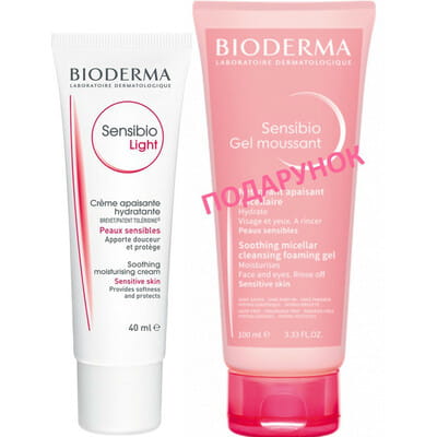 Набор BIODERMA (Биодерма) Программа для чувствительной кожи Сансибио Крем легкий 40 мл и Сансибио гель очищающий 100 мл