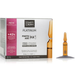 Средство для лица, шеи, зоны декольте MARTIDERM (Мартидерм) Фото-Эйдж НА+ увлажняющее, придающее сияние для всех типов кожи в ампулах по 2 мл 30 шт