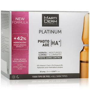 Средство для лица, шеи, зоны декольте MARTIDERM (Мартидерм) Фото-Эйдж НА+ увлажняющее, придающее сияние для всех типов кожи в ампулах по 2 мл 30 шт