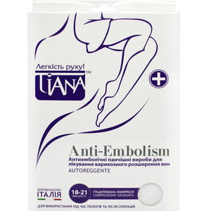 Чулки антиэмболические TIANA 960 (Тиана) для использования во время родов и после операций 18-21 мм рт ст 140 den размер 5 белые