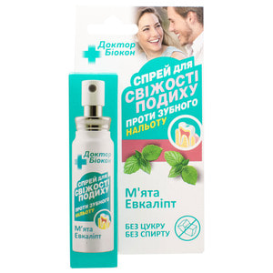 Спрей для полости рта БИОКОН Доктор Биокон Мята и эвкалипт  для свежести дыхания против зубного налета 25 мл