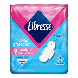 Прокладки гигиенические женские LIBRESSE (Либресс) Classic Protection Regular+ (Классик протекшн Регулар+) 9 шт