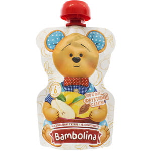 Пюре фруктовое детское BAMBOLINA (Бамболина) Фруктовый салатик с бананом, грушей и персиком с 6-ти месяцев пауч 90 г