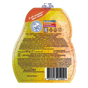 Пюре фруктове дитяче ЧУДО-ЧАДО Premium Груша натуральне з 4 місяців 90 г