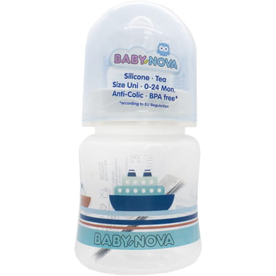 Пляшечка для годування BABY-NOVA (Бебі нова) Декор пластикова з широким горлом колір в асортименті 150 мл