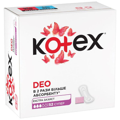 Прокладки ежедневные женские KOTEX (Котекс) Super Deo (Супер Део) 52 шт