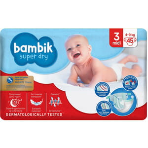 Подгузники для детей одноразовые BAMBIK (Бамбик) Jumbo 3 Midi от 4 до 9 кг 45 шт